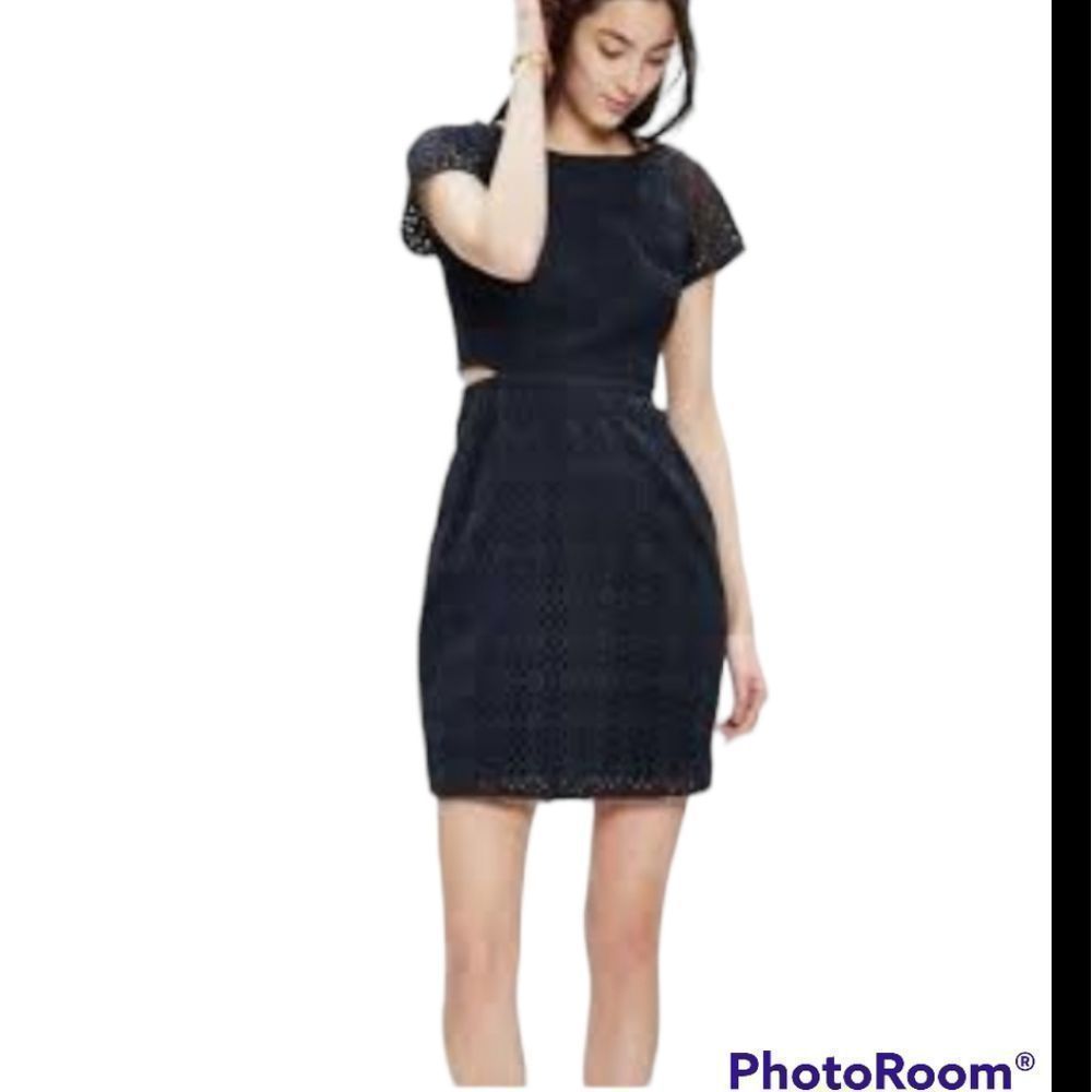 Madewell navy eyelet lace dress with cutouts